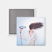 Funny Bad Hair Day Magnet (Vorderseite/Rückseite)