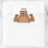 Funny Bad Mood Bear Quadratischer Aufkleber (Tasche)