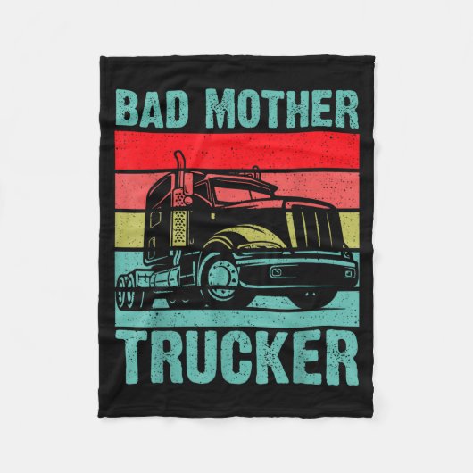 Funny Bad Mother Trucker Gift For Men Women Truck  Fleecedecke (Vorderseite)