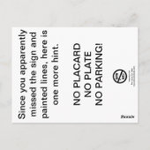 Funny Bad Parking Hinweis Postkarte (Rückseite)