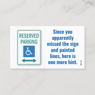 Funny Bad Parking Hinweis Visitenkarte