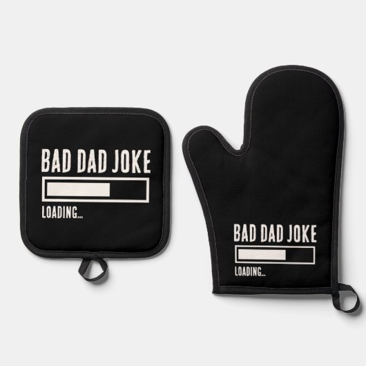 Funny Bad Vater Joke Loading Ofenhandschuh & Topflappen-Set (Vorderseite)