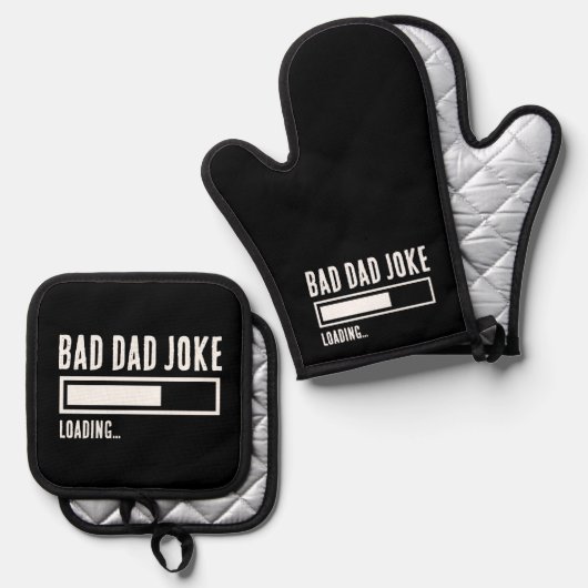 Funny Bad Vater Joke Loading Ofenhandschuh & Topflappen-Set (Vorderseite/Rückseite)