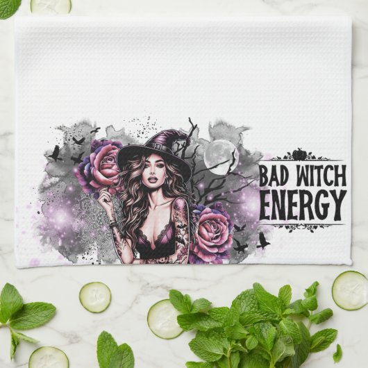 Funny Bad Witch Energy Geschirrtuch (Gefaltet)