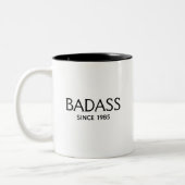 FUNNY BADASS SEIT Stilvollem modernen Typografie-C Zweifarbige Tasse (Links)