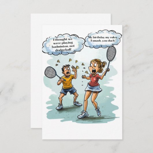 Funny Badminton Birthday Card (Vorne/Hinten)