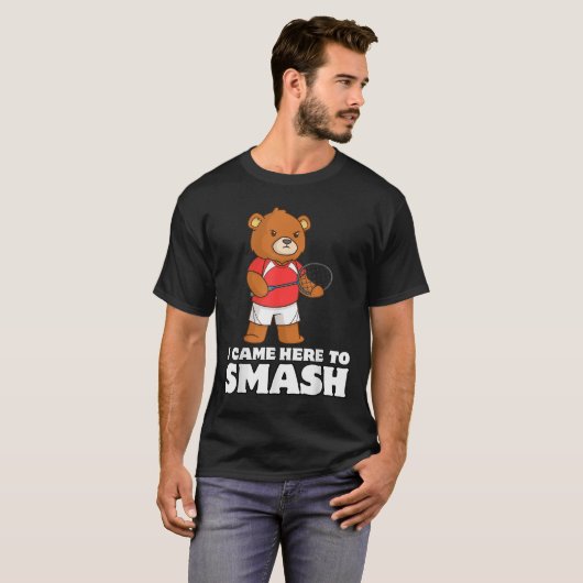 Funny Badminton Competitive Bear Player Smasher  T-Shirt (Vorne ganz)