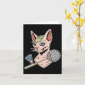 Funny Badminton Devon Rex Cat Shuttle Karte (Gelbe Blume)