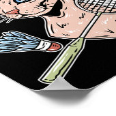 Funny Badminton Devon Rex Cat Shuttle Poster (Ecke)