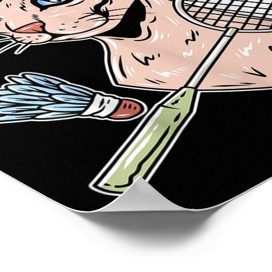 Funny Badminton Devon Rex Cat Shuttle  Poster (Ecke)