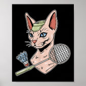 Funny Badminton Devon Rex Cat Shuttle  Poster (Vorne)