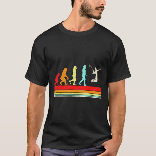 Funny Badminton Evolution Retro Vintages Design T-Shirt (Vorderseite)