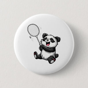 Funny Badminton Panda Badminton Player Shuttle Rac Button