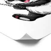 Funny Badminton Panda Badminton Player Shuttle Rac Poster (Ecke)