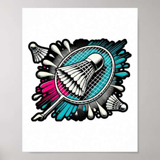 Funny Badminton Player Liebe Shuttle Design 17 Poster (Vorne)