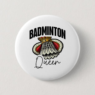 Funny Badminton Player Liebe Shuttle Design 19 Button