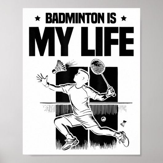Funny Badminton Player Love Shuttle Design 1 Poster (Vorne)