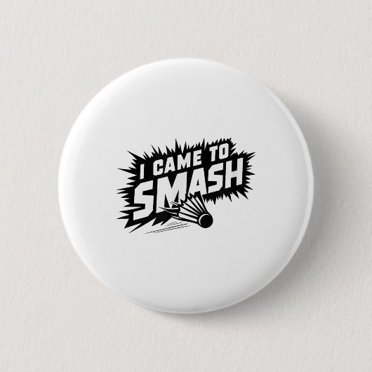 Funny Badminton Player Spaß Smash Shuttle Button (Vorderseite)
