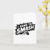Funny Badminton Player Spaß Smash Shuttle Karte (Gelbe Blume)
