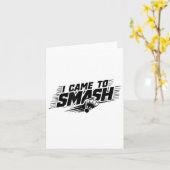 Funny Badminton Player Spaß Smash Shuttle Karte (Gelbe Blume)