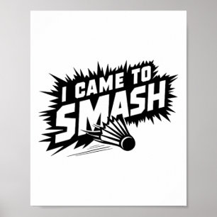 Funny Badminton Player Spaß Smash Shuttle Poster