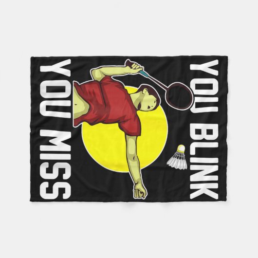 Funny Badminton Player You Blink, You Miss Fleecedecke (Vorderseite (Horizontal))