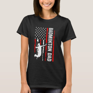 Funny Badminton Vater US-amerikanische Flagge für  T-Shirt