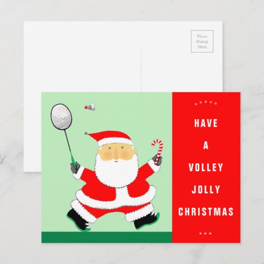 Funny Badminton Weihnachts Postkarten (Vorne/Hinten)