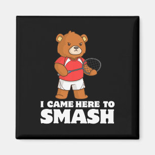 Funny Badminton Wettkampfbär Spieler Smasher Magnet