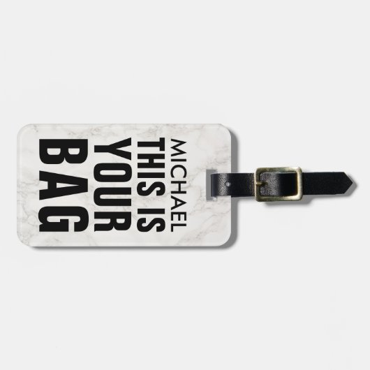 Funny Bag Achtung Maskuline Marmor Gepäckanhänger (Vorderseite horizontal)