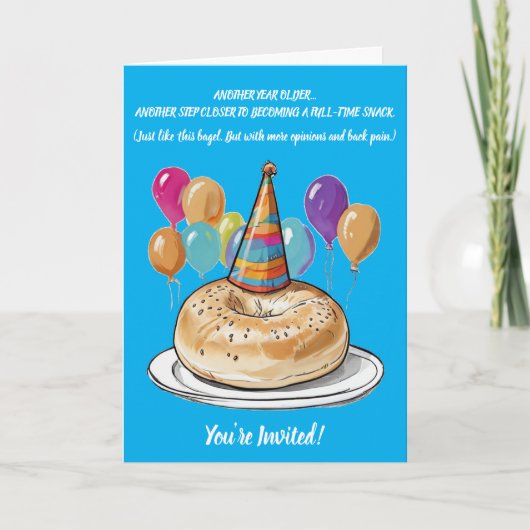 Funny Bagel Geburtstag mit Party Vibes Einladung (Vorderseite)