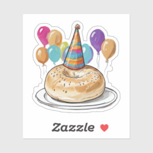 Funny Bagel mit Party Hut und Balloons Aufkleber