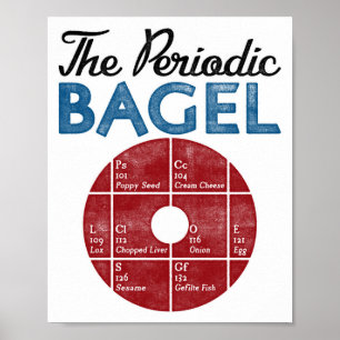 Funny Bagel Poster Periodic Table Bagel Vintag