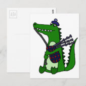 Funny Bagpipe Playing Alligator Postkarte (Vorne/Hinten)