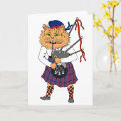 Funny Bagpipe Playing Scottish Cat Card Karte (Gelbe Blume)
