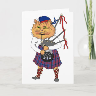 Funny Bagpipe Playing Scottish Cat Card Karte