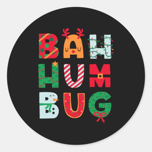 Funny Bah Humbug Holiday Runder Aufkleber (Vorderseite)