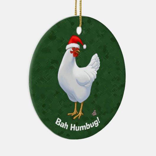 Funny Bah Humbug Hühnchen in der Weihnachtsmannmüt Keramik Ornament (Rechts)