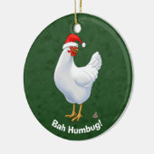 Funny Bah Humbug Hühnchen in der Weihnachtsmannmüt Keramik Ornament (Links)