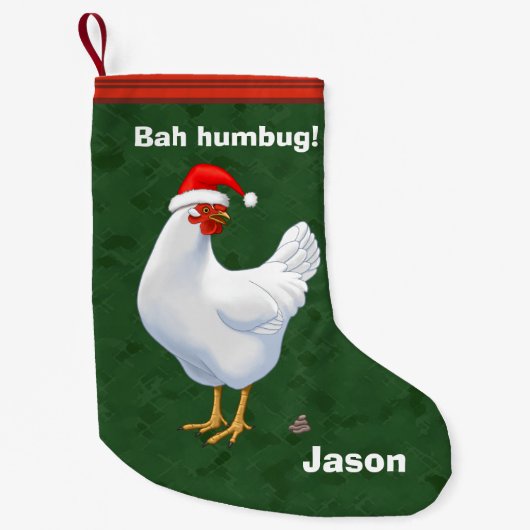 Funny Bah Humbug Hühnchen in der Weihnachtsmannmüt Kleiner Weihnachtsstrumpf (Vorderseite)