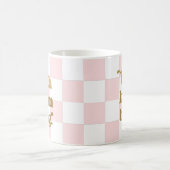 Funny Bah Humbug Typografie Checkered Pink Kaffeetasse (Mittel)
