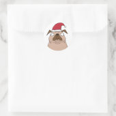 Funny Bah Humpug Santa Mops Weihnachtskleber Runder Aufkleber (Tasche)