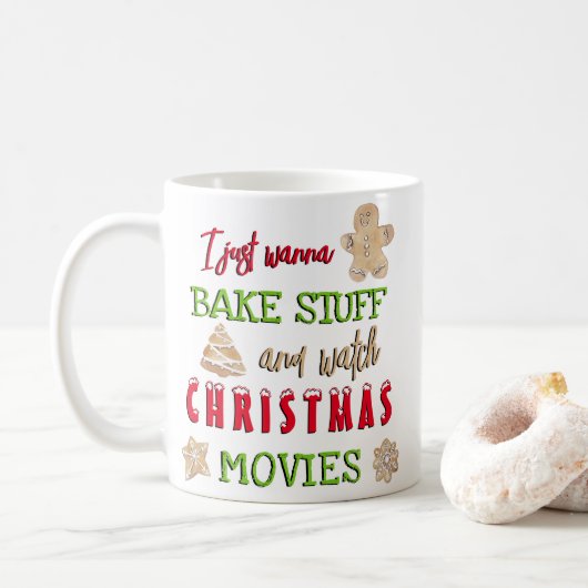 Funny Bake Stuff Weihnachtsfilme ansehen Kaffeetasse (Mit Donut)