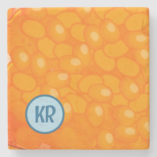 Funny Baked Boans - British Food - Custom Initials Steinuntersetzer (Vorderseite)