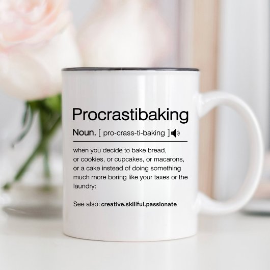 Funny Baker Procrastibaking Definition Patissier Zweifarbige Tasse
