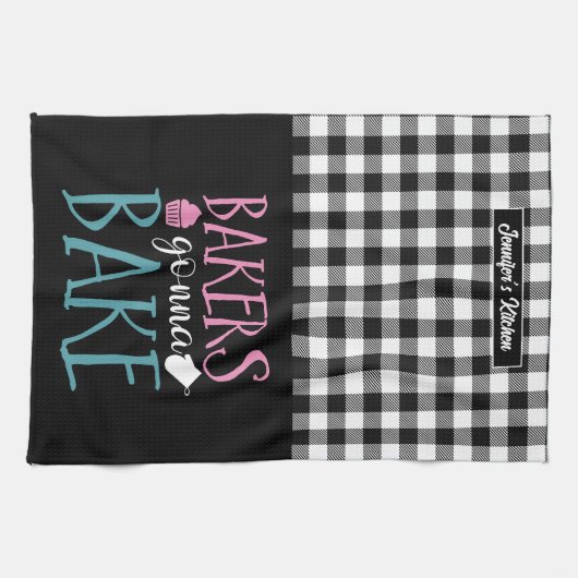 Funny Baking Baka Banca del Gottardo Schwarz-weiß  Geschirrtuch (Horizontal)