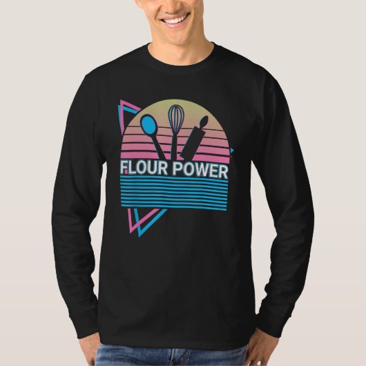 Funny Baking Baker Retro Flour Power T-Shirt (Vorderseite)