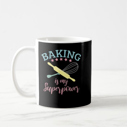 Funny Baking ist mein Superpower Baker Koch Gesche Kaffeetasse (Links)