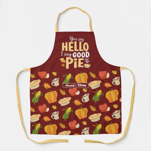 Funny Baking Pie Pun Erntedank Food Pattern Schürze (Vorderseite)