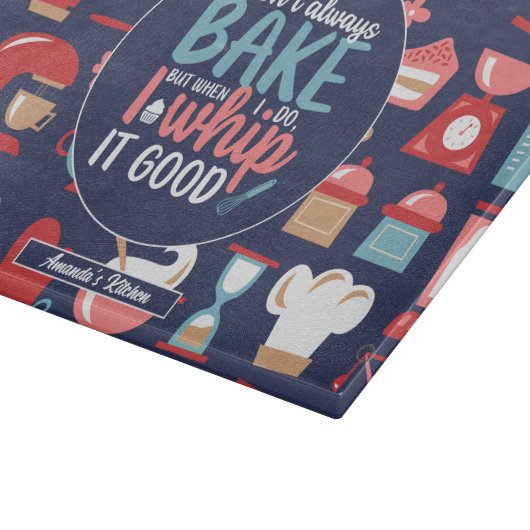 Funny Baking Pun Whip Gutes Retro Bäckereimuster Schneidebrett (Ecke)
